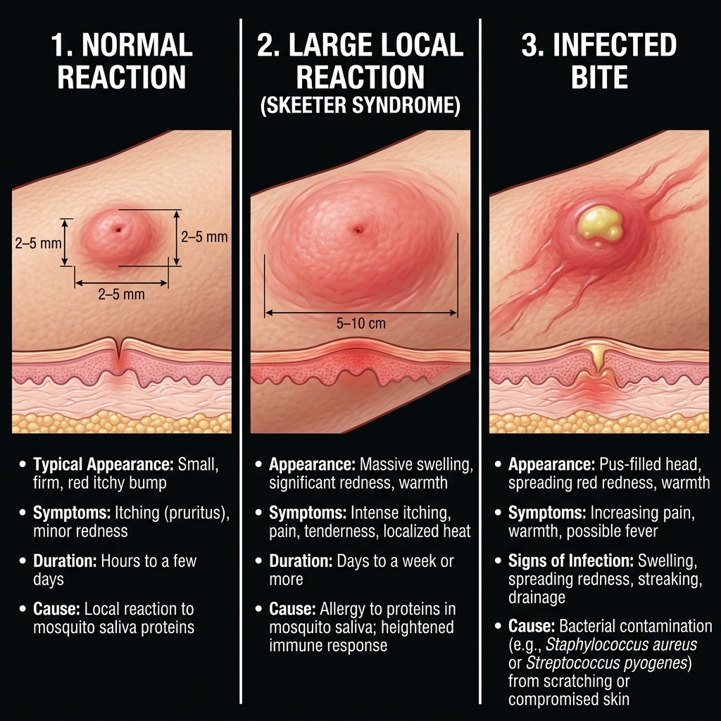 Mosquito Bite Reactions Visual Comparison Chart