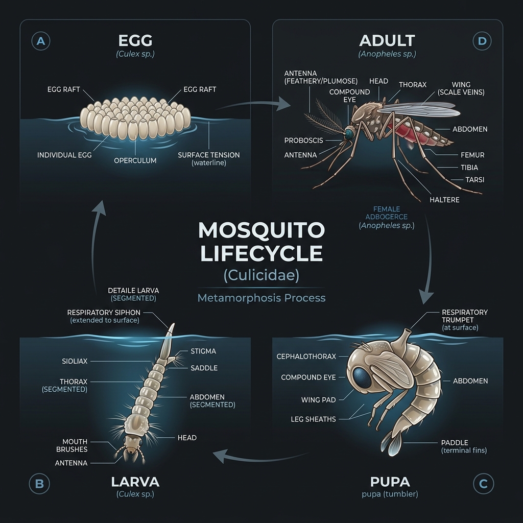 Mosquito Life Cycle Metamorphosis Timeline Diagram